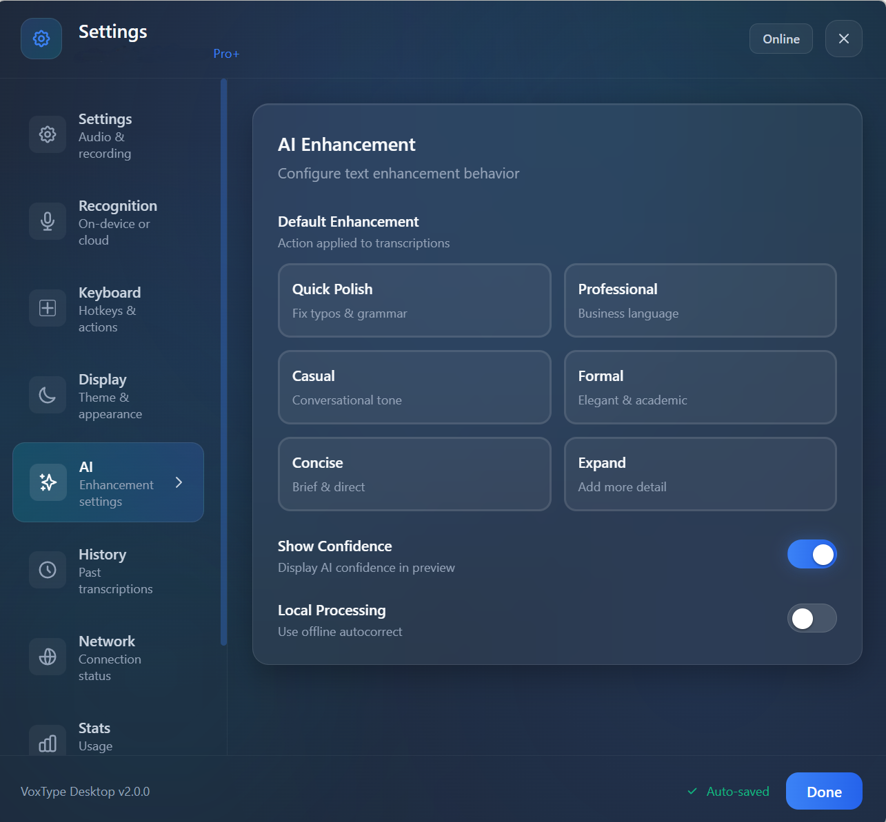 AI Enhancement Settings